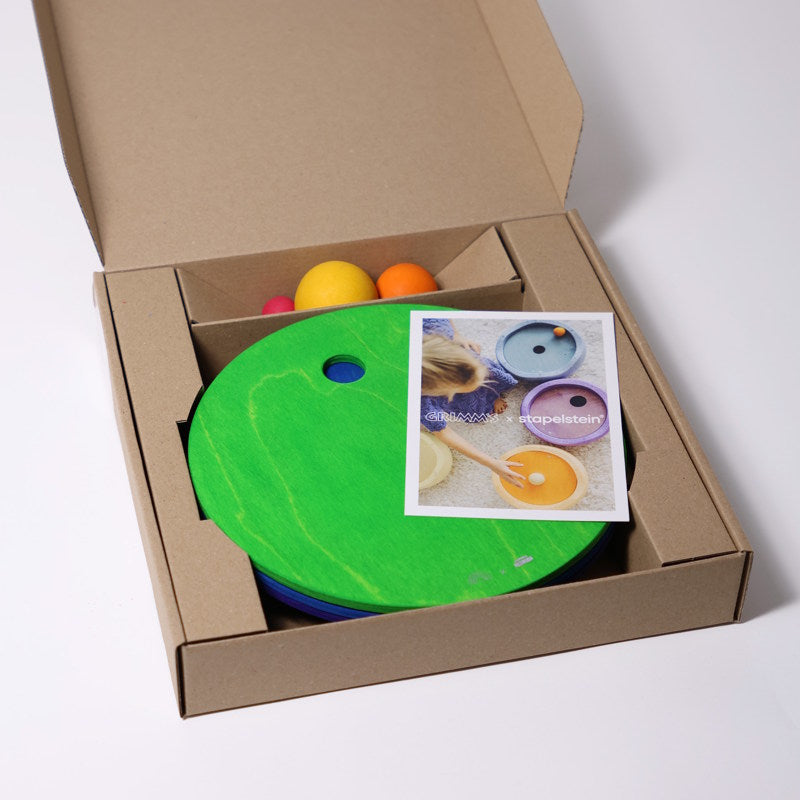 Grimm&#39;s x Stapelstein | Rolling Discs Rainbow Classic Cool SET ASIDE at Milk Tooth Australia