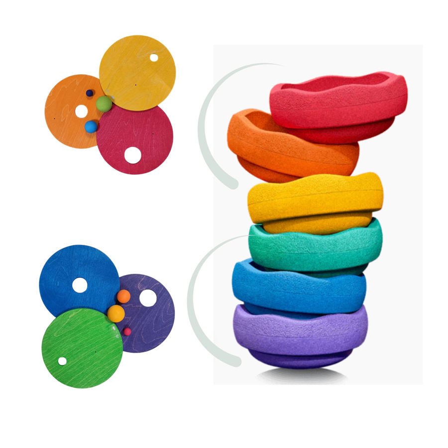 Grimm&#39;s x Stapelstein | Rolling Discs Rainbow Classic Cool SET ASIDE at Milk Tooth Australia