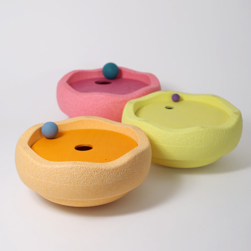 Grimm&#39;s x Stapelstein | Rolling Discs Rainbow Pastel Warm at Milk Tooth Australia