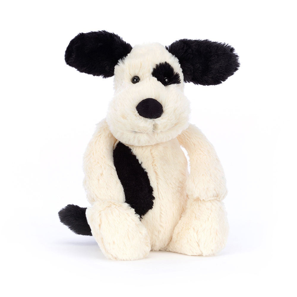 Jellycat Bashful Black &amp; Cream Puppy at Milk Tooth Australia