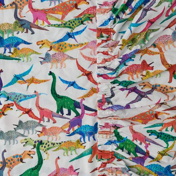 Kip and Co | Dino Max White Fitted Cot/Bassinet Sheet at Milk Tooth