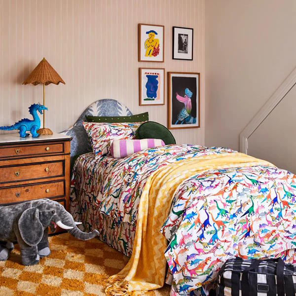 Kip and Co | Dino Max White Organic Cotton Quilt Cover at Milk Tooth