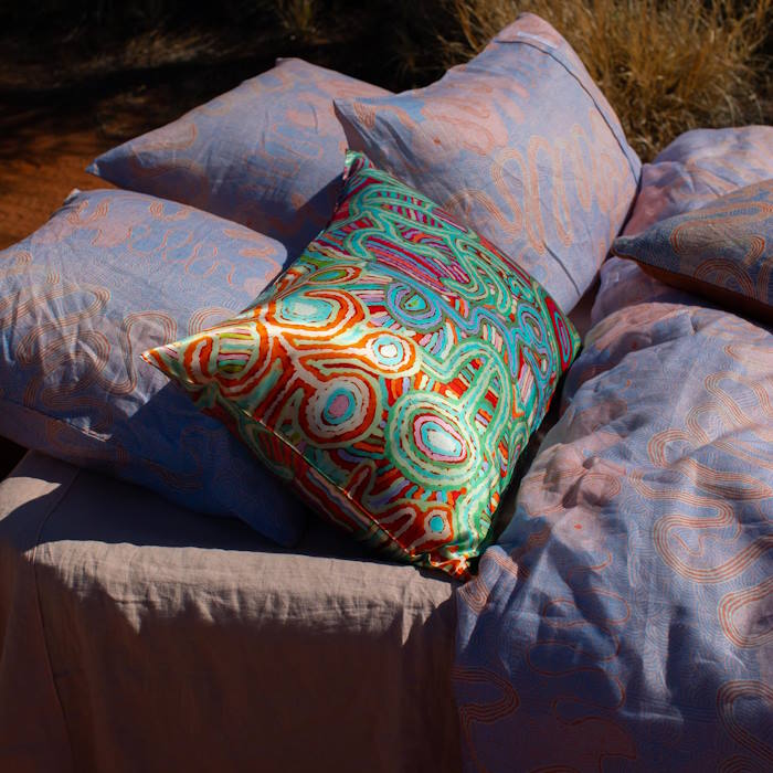 Kip and Co x Ernabella Arts | Kalaya Ngura Linen Pillowcases 2P at Milk Tooth