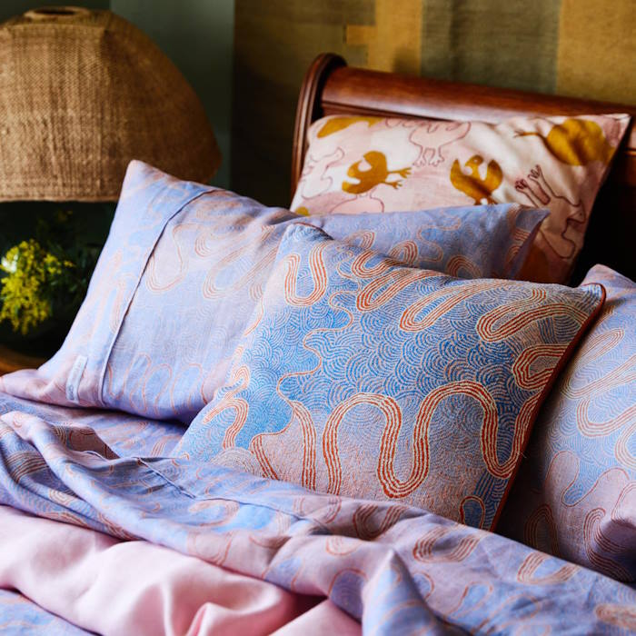 Kip and Co x Ernabella Arts | Kalaya Ngura Linen Pillowcases 2P at Milk Tooth