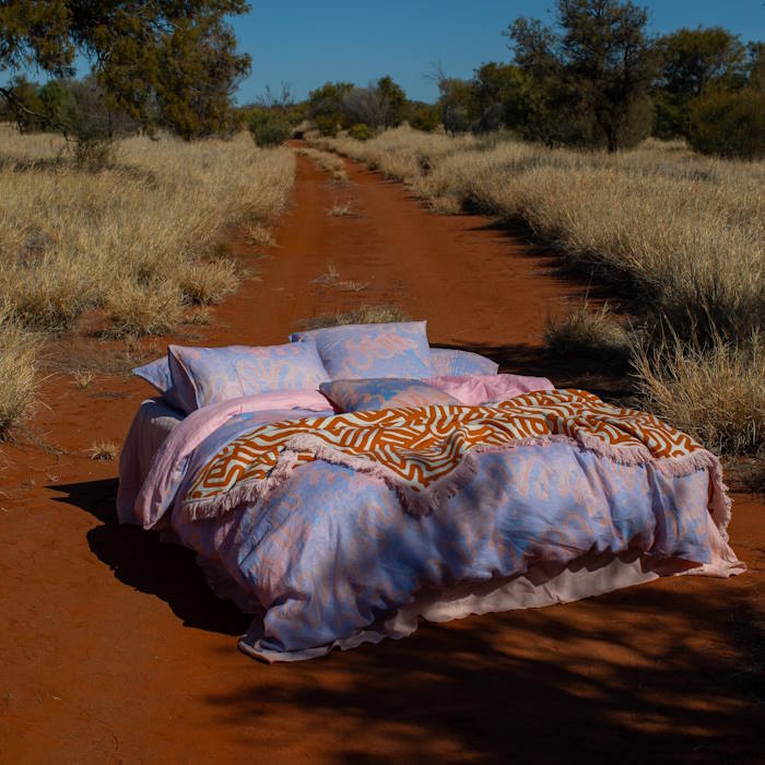 Kip and Co x Ernabella Arts | Kalaya Ngura Linen Pillowcases 2P at Milk Tooth