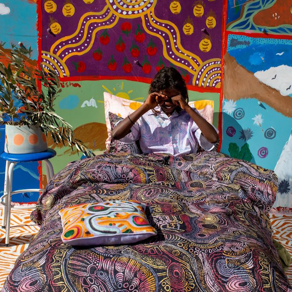 Kip and Co x Ernabella Arts | Tjala Tjukurpa Linen European Pillowcases 2P Set at Milk Tooth