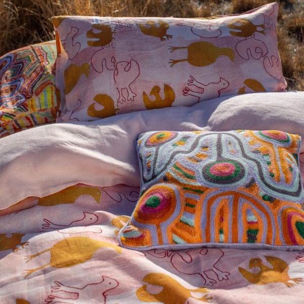 Kip and Co x Ernabella Arts | Tjulpu Kulunypa Linen Quilt Cover at Milk Tooth