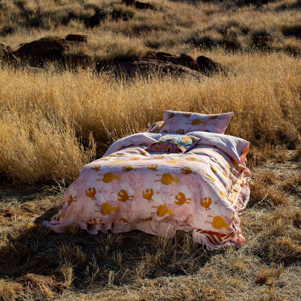 Kip and Co x Ernabella Arts | Tjulpu Kulunypa Linen Quilt Cover at Milk Tooth