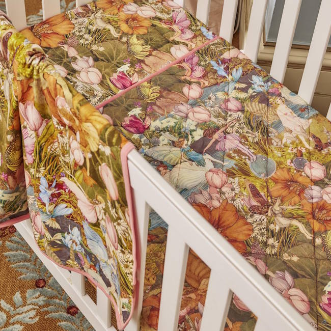 Kip and Co x Fairyland | Quilted Cot Bedspread Fairy Garden
