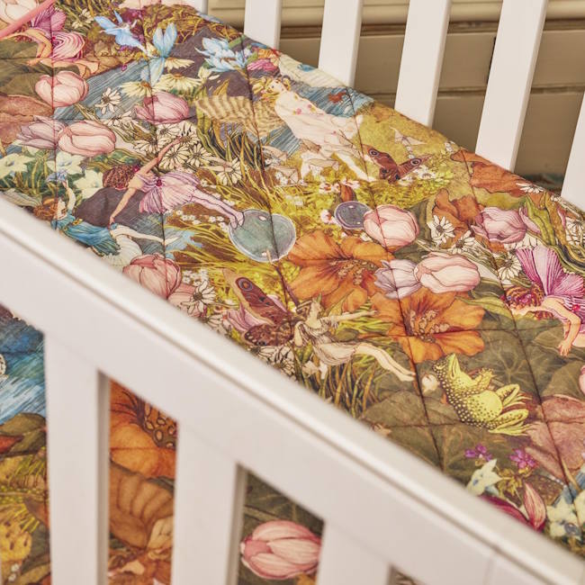Kip and Co x Fairyland | Quilted Cot Bedspread Fairy Garden