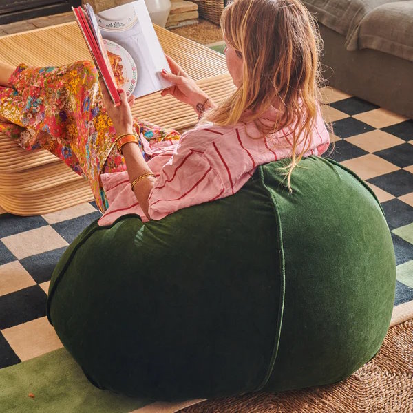 Kip and Co | Velvet Beanbag Cover | Kombu Green at Milk Tooth