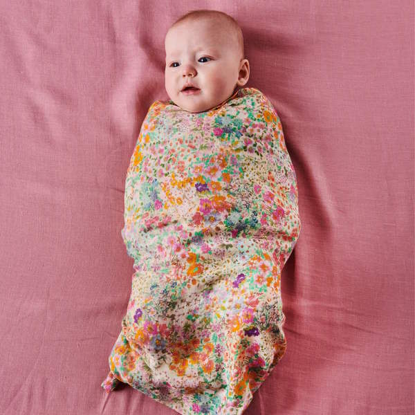 Kip and Co Bamboo Baby Swaddle Little Bit Ditsy Milk Tooth