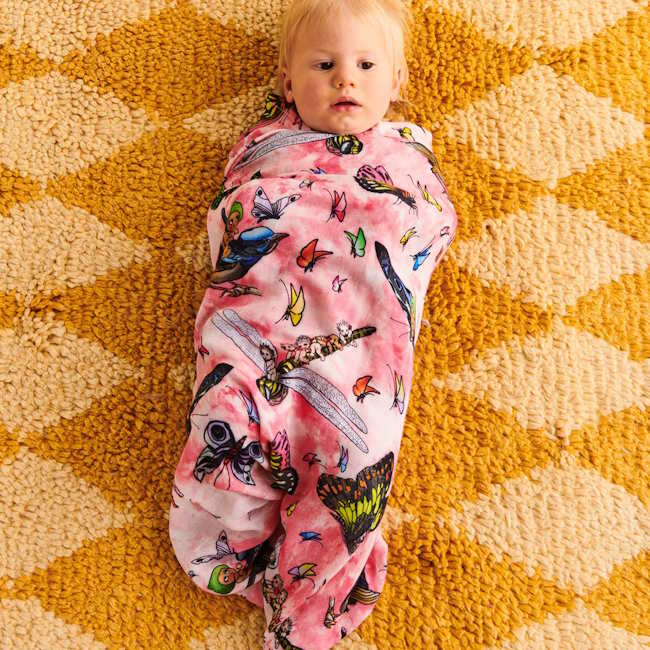 Kip and Co x May Gibbs | Bamboo Baby Swaddle Fly at Milk Tooth Australia