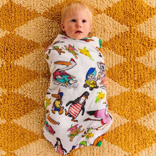 Kip and Co x May Gibbs | Bamboo Baby Swaddle Out and About at Milk Tooth Australia