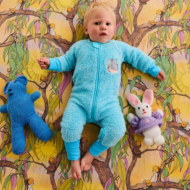 Kip and Co x May Gibbs | Flannelette Baby Fitted Sheet Sunrise Delight at Milk Tooth Australia