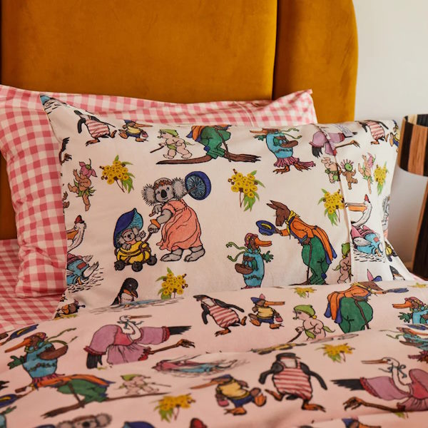 Kip and Co x May Gibbs | Flannelette Pillow Case Out And About at Milk Tooth Australia