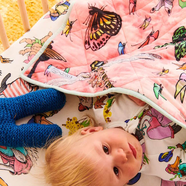 Kip and Co x May Gibbs | Quilted Cot Bedspread Fly Baby at Milk Tooth Australia