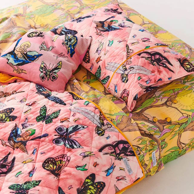 Kip and Co x May Gibbs | Quilted Pillow Case Fly Baby at Milk Tooth Australia