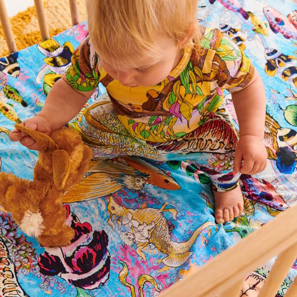 Kip and Co x May Gibbs | Fitted Sheet Waterworld Baby - Milk Tooth