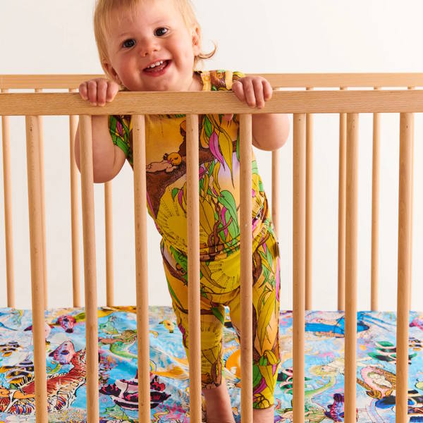 Kip and Co x May Gibbs | Fitted Sheet Waterworld Baby at Milk Tooth Australia
