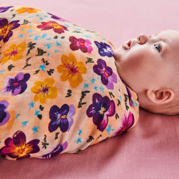 Kip and Co | Bamboo Baby Swaddle | Pansy at Milk Tooth