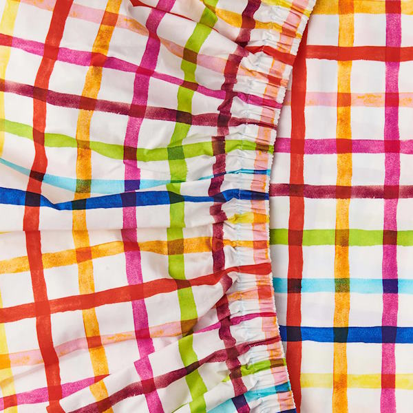 Kip and Co Picnic Check Fitted Sheet Milk Tooth