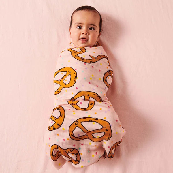 Kip and Co | Bamboo Baby Swaddle | Pretzels Pink at Milk Tooth