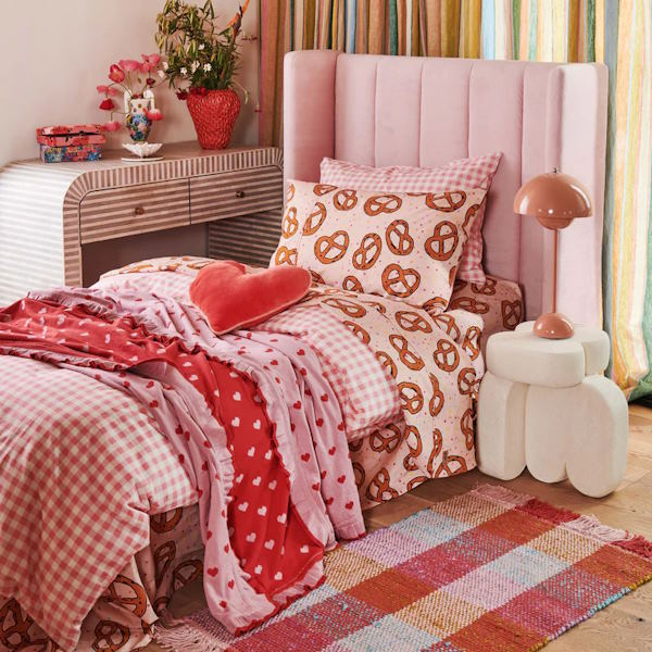 Kip and Co | Pretzels Pink Pillowcase at Milk Tooth