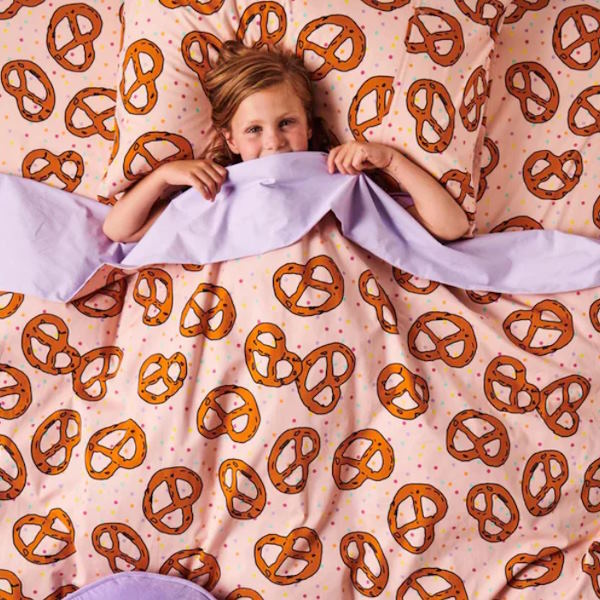 Kip and Co | Pretzels Pink Pillowcase at Milk Tooth