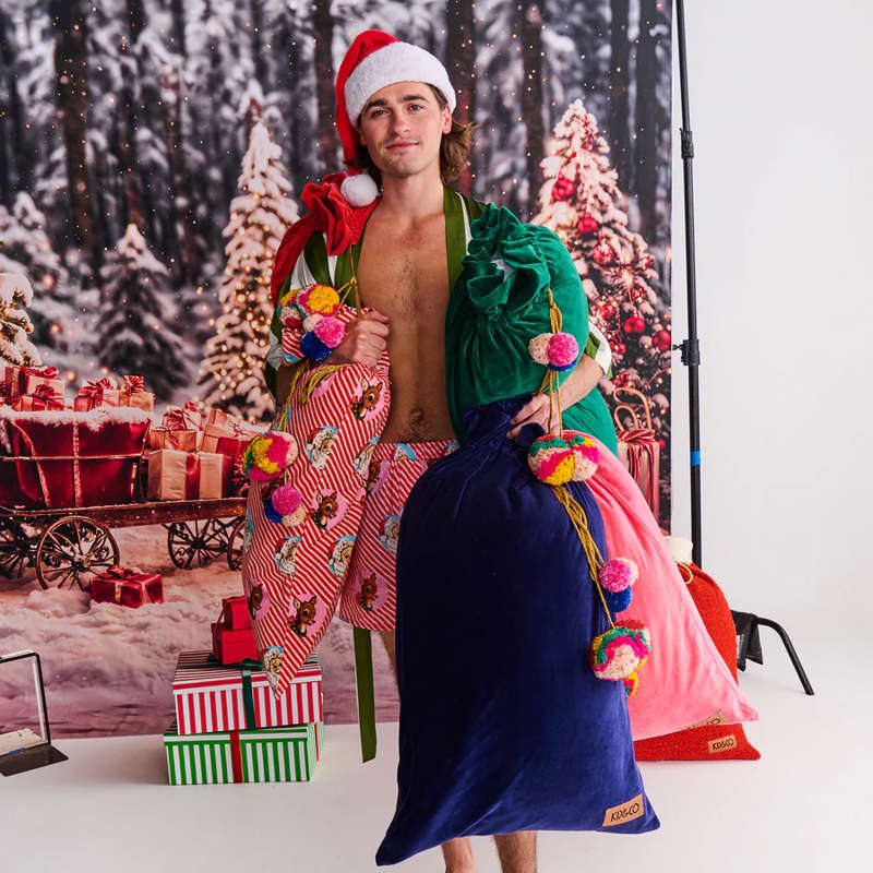 Kip and Co Velvet Santa Sack Pink Lemonade at Milk Tooth Australia