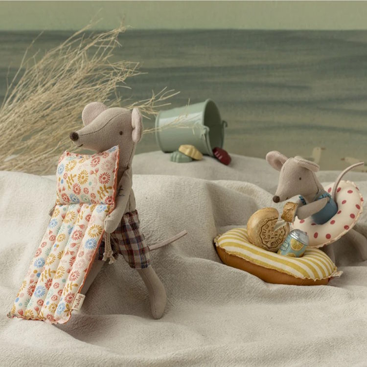 Maileg | Beach Mouse with Float Little Sister Red Dots