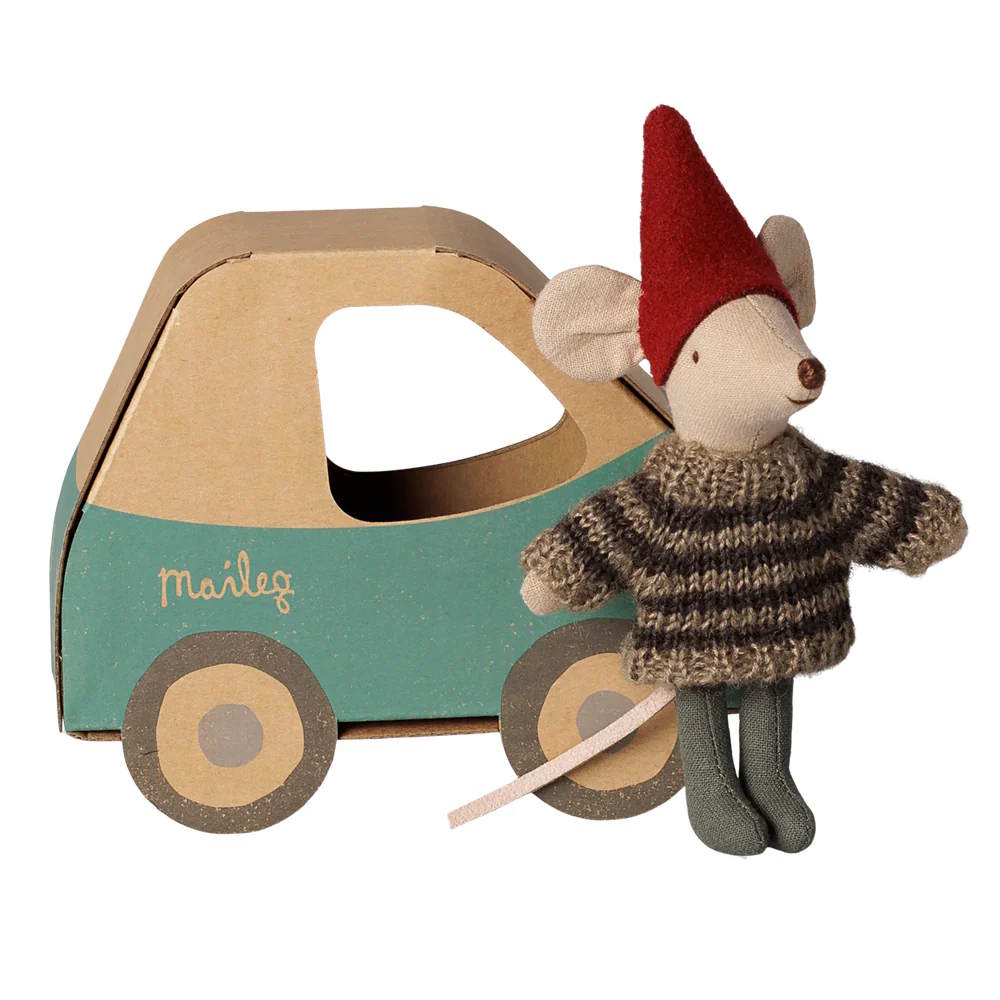 Maileg | Christmas Mouse Little Brother in Car Box