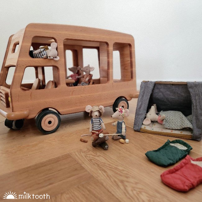 Drewart Camper Van Maileg Mice copyright Milk Tooth Australia