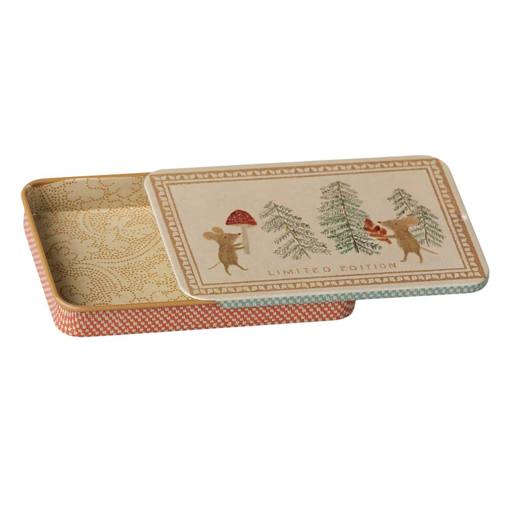 Maileg | Metal Box Sliding Lid Christmas Mice