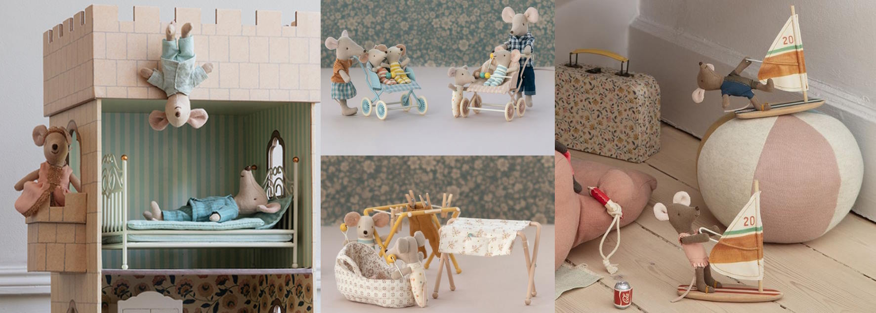 Maileg Mice Bunnies and Rabbits with Doll House Furniture at Milk Tooth Australia