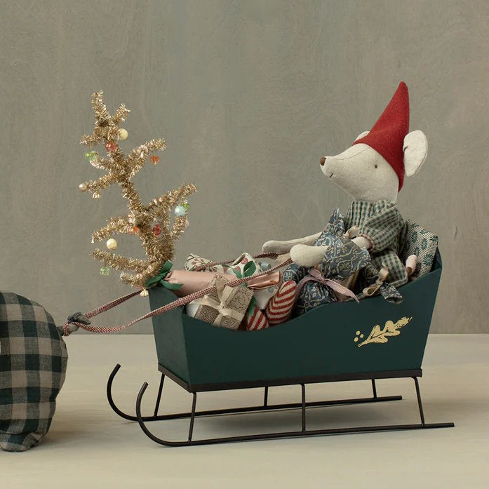 Maileg | Sleigh for Mouse Green at Milk Tooth Australia