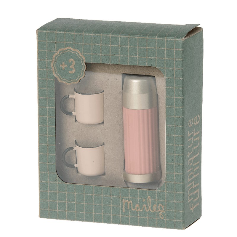 Maileg | Miniature Thermos and Cups Coral at Milk Tooth