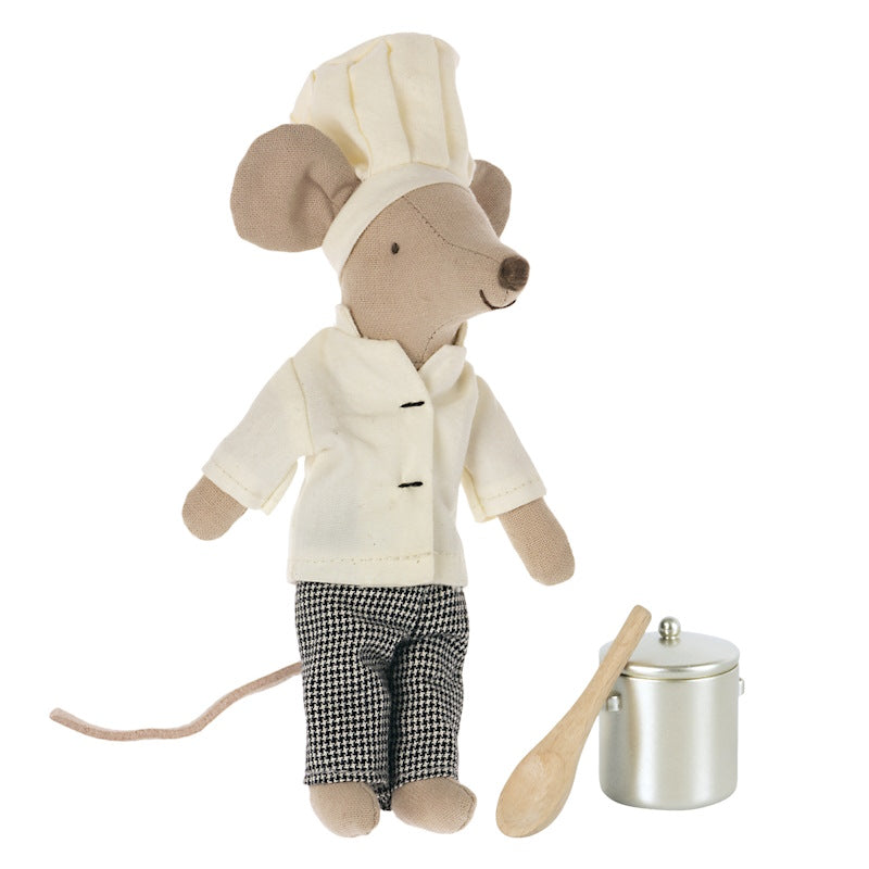 Maileg | Mouse Chef with Pot &amp; Spoon at Milk Tooth Australia