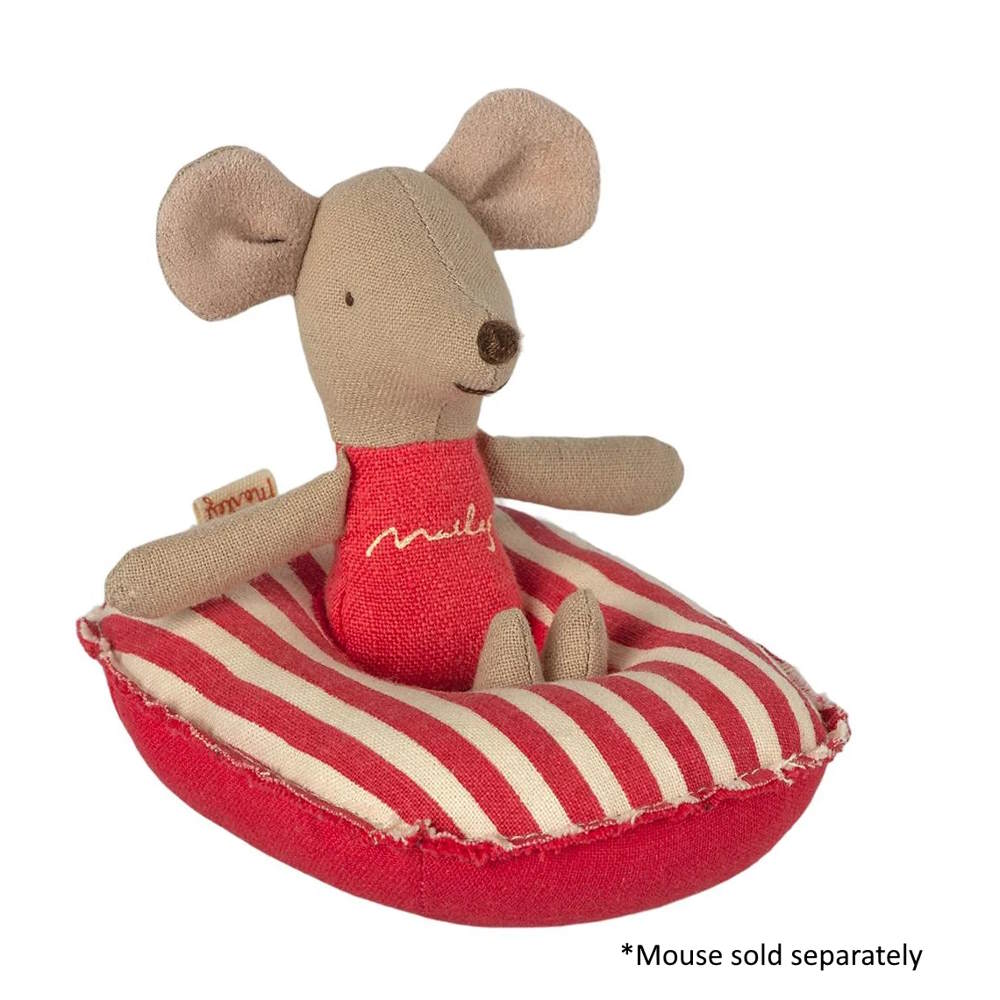 Maileg | Mouse Rubber Boat Small Red Stripes at Milk Tooth Australia