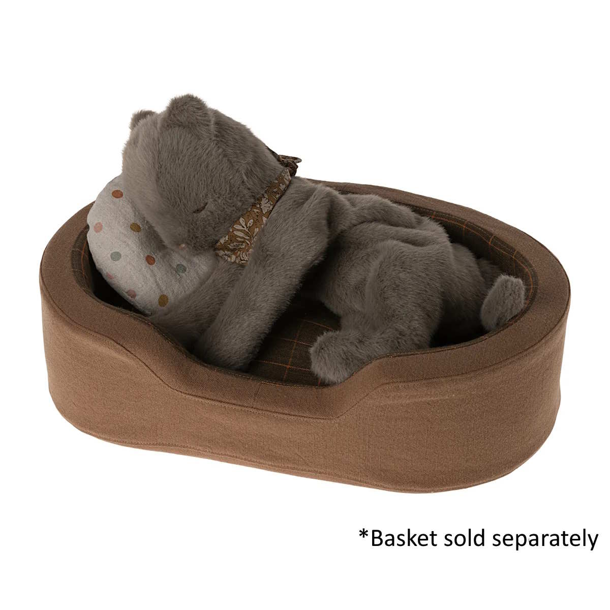 Maileg Sleeping Kitten Plush Medium Grey at Milk Tooth Australia