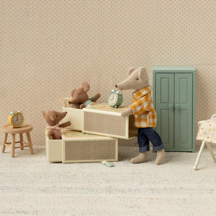 Maileg | Sleepy-Wakey Baby Mouse in Box Rose 2025