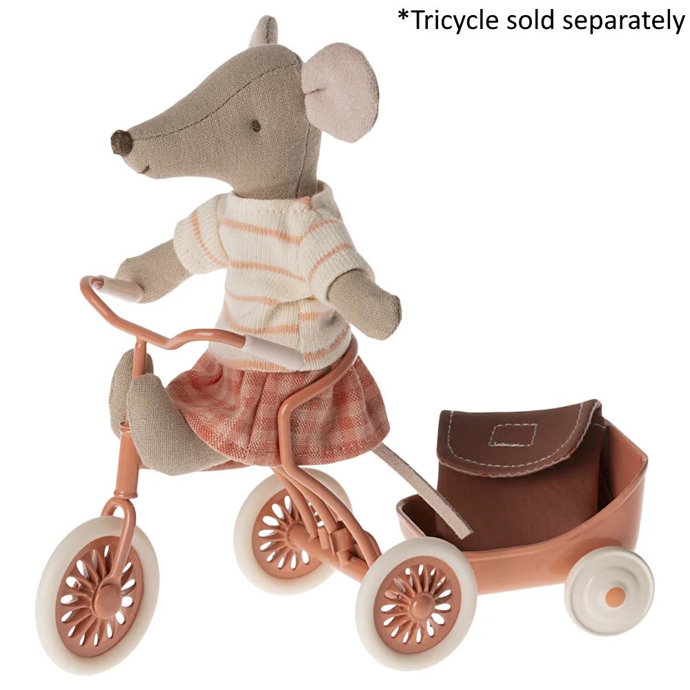 Maileg | Mouse Tricycle Big Sister with Bag Coral 2024 at Milk Tooth Australia
