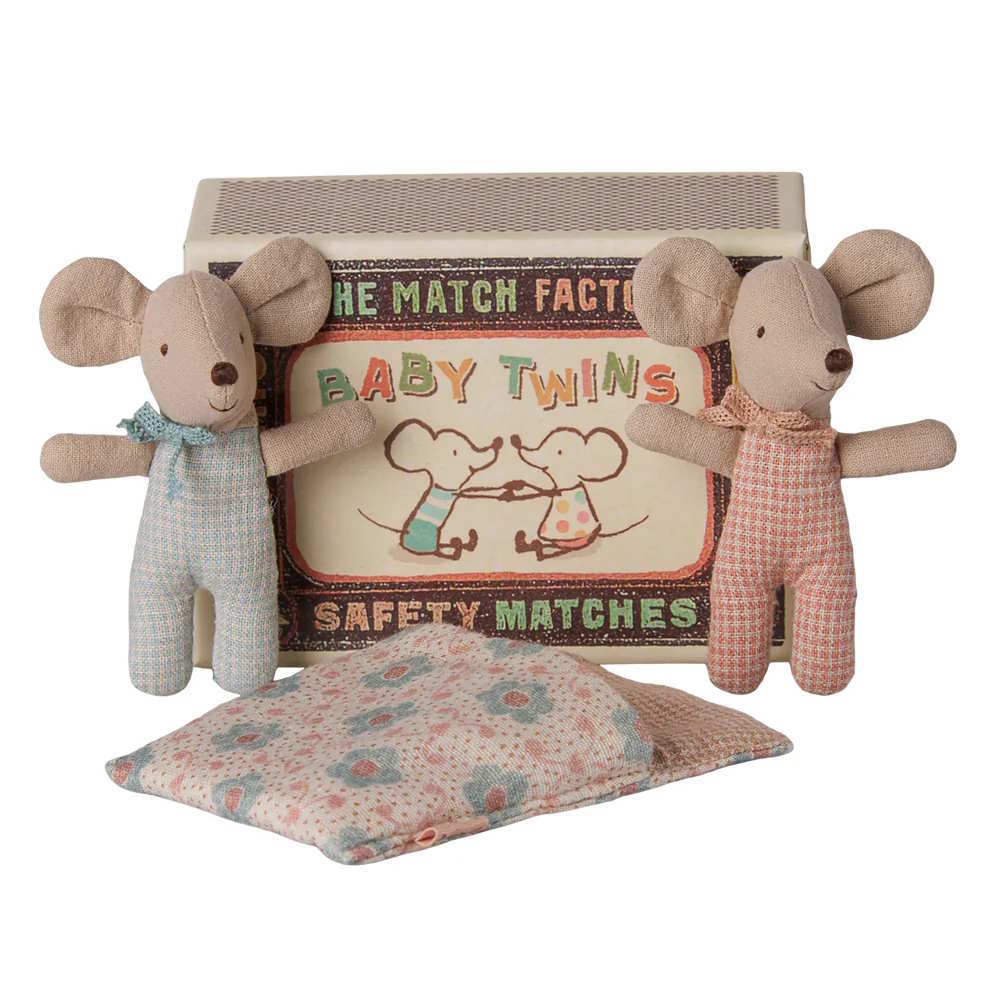 Maileg | Twins Baby Mice in Matchbox Checker 2026