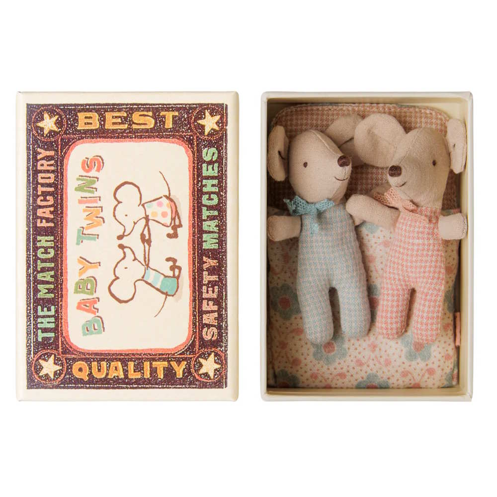 Maileg | Twins Baby Mice in Matchbox Checker 2026