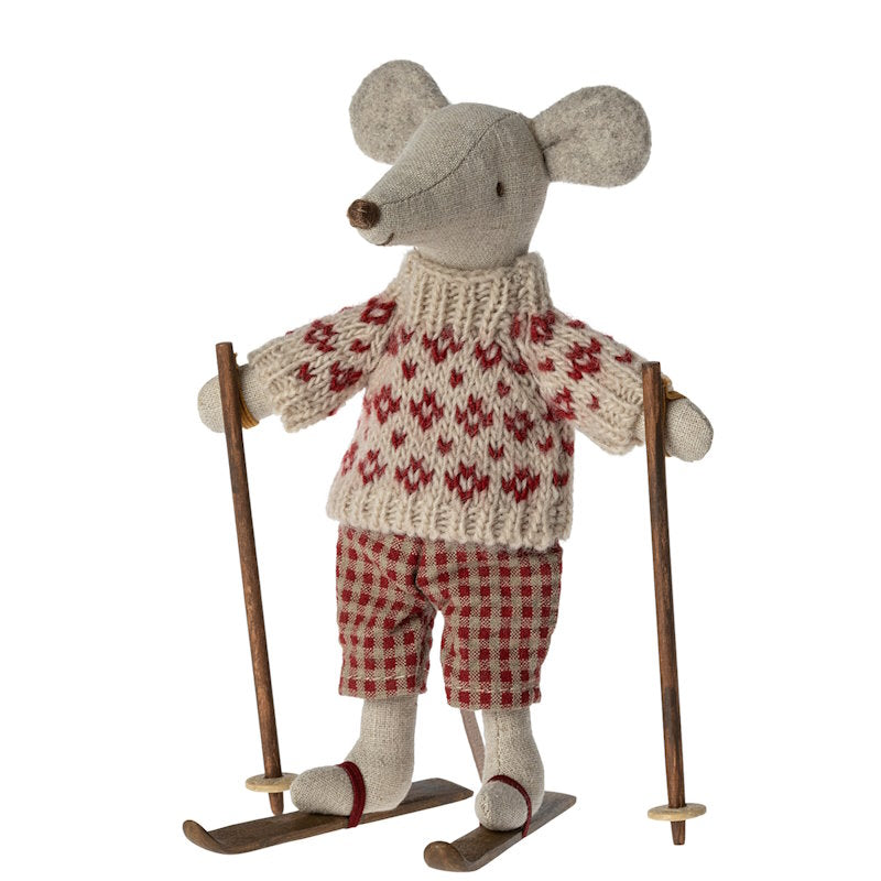 Maileg | Winter Mouse with Skis Mum at Milk Tooth