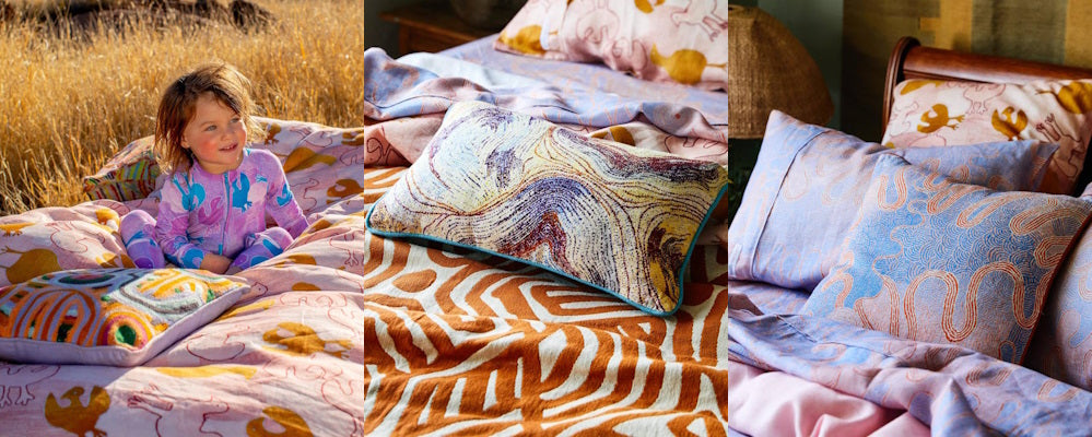 Kip and Co x Ernabella Arts Indigenous Bed Linen Cushions Throws at Milk Tooth Australia