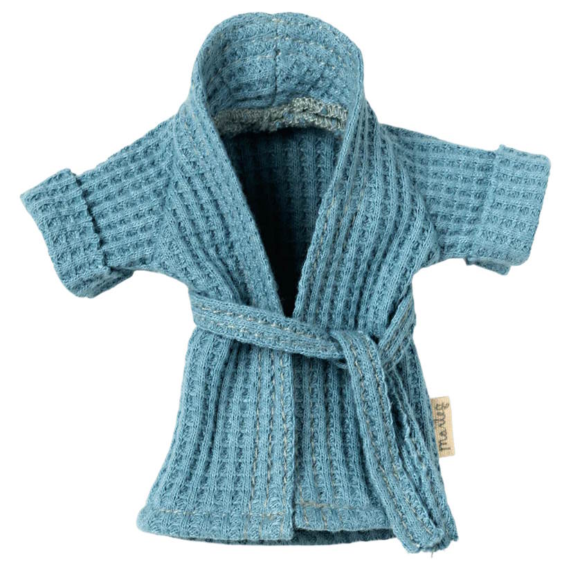Maileg | Bathrobe Mouse Dusty Blue at Milk Tooth