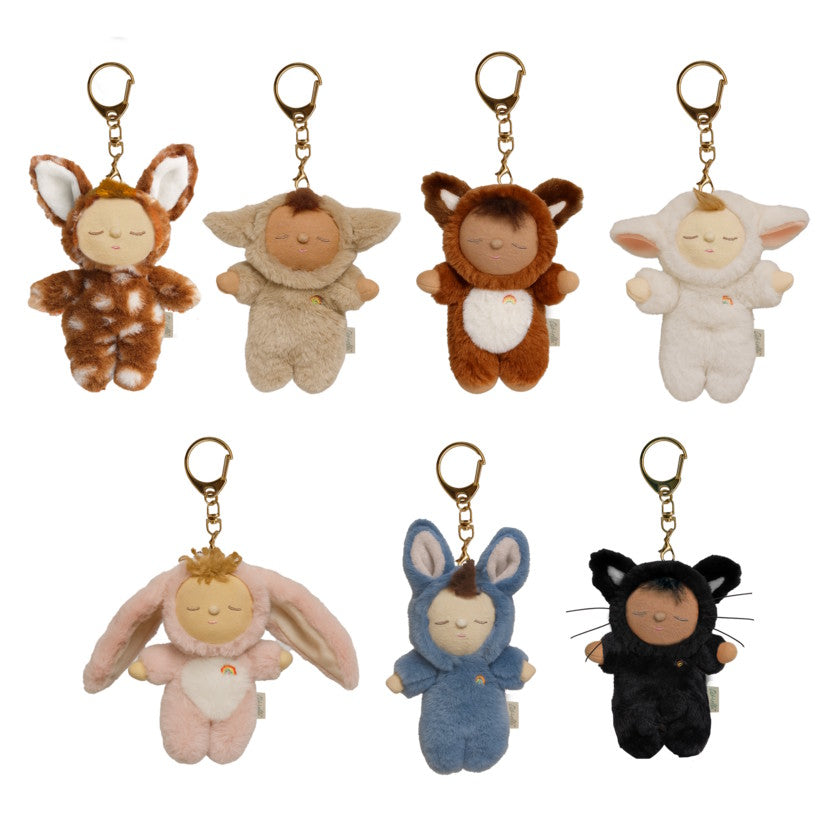 Olli Ella Cozy Bag Charm or Key Chain at Milk Tooth Australia Lamb Bunny Cat Fawn Fox at Milk Tooth Australia