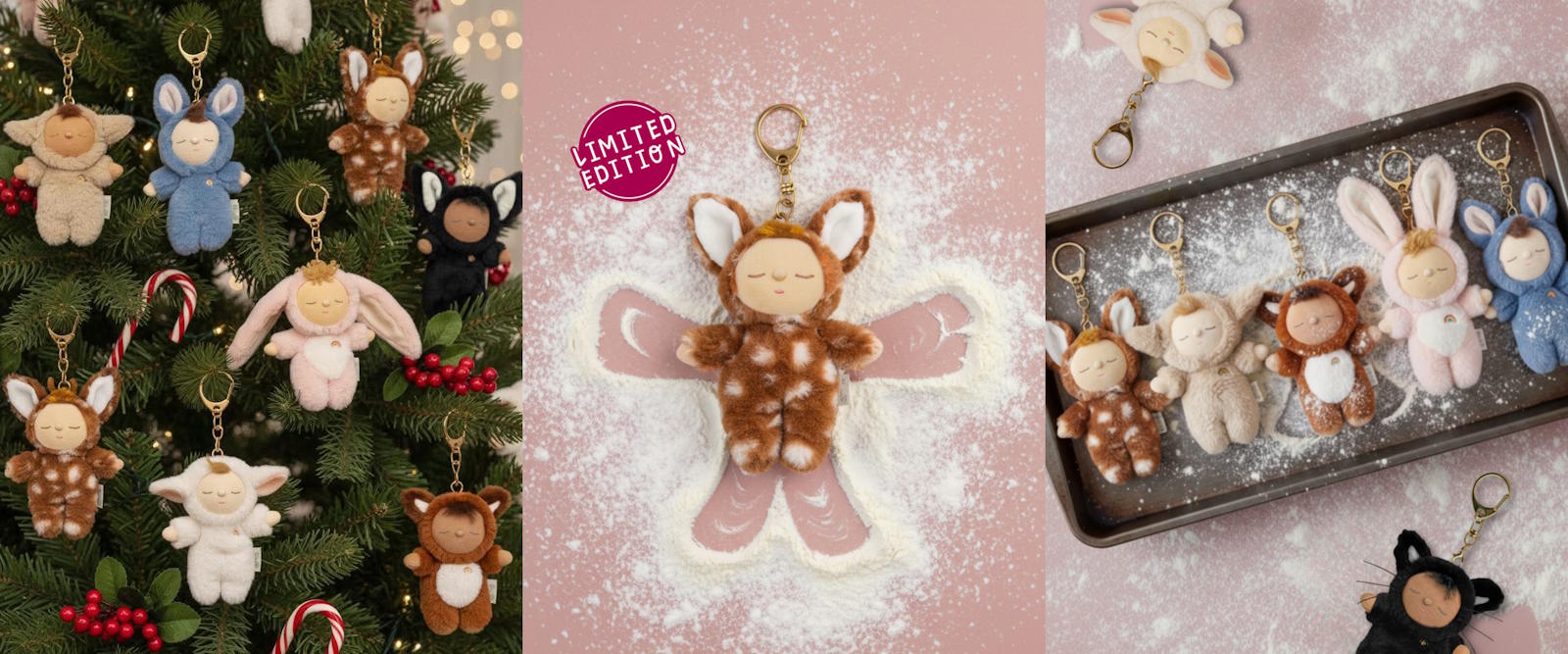 Olli Ella Cozy Bag Charms Keychains Fawn Lamb Bunny Cat Fox at Milk Tooth Australia