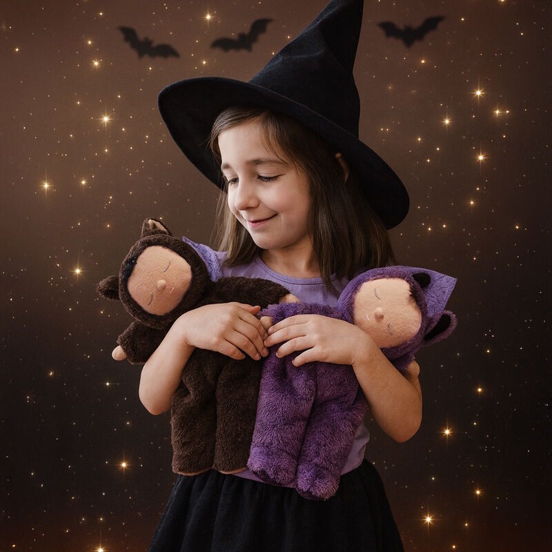 Olli Ella Cozy Dinkum Doll Bat Ozzie soft toy for Halloween at Milk Tooth Australia